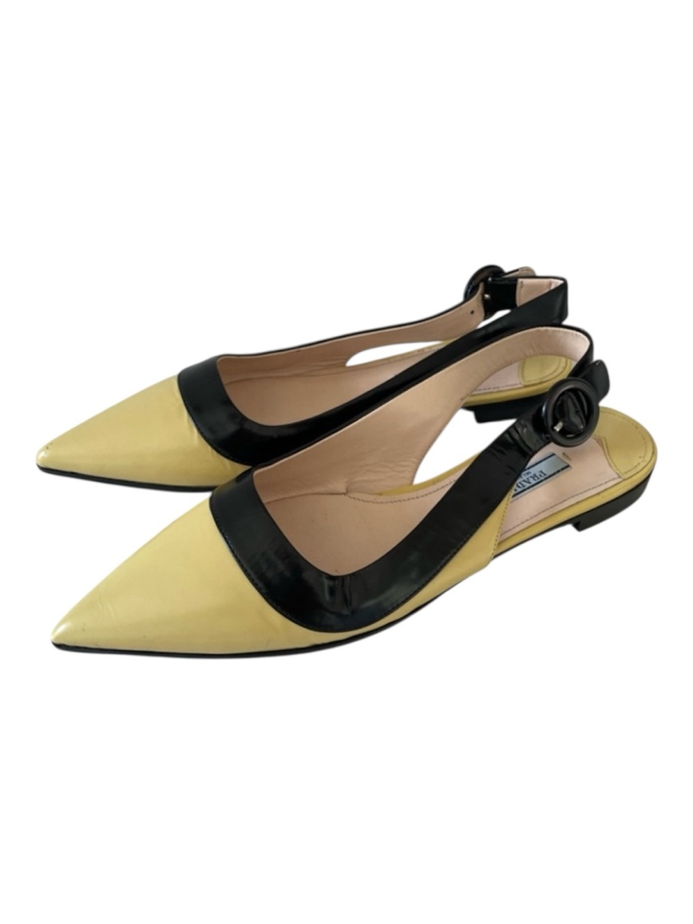 Prada Ananas + Nero pointed-toe slingback shoes in yellow and black Size 37 1/2 - Picture 2 of 12